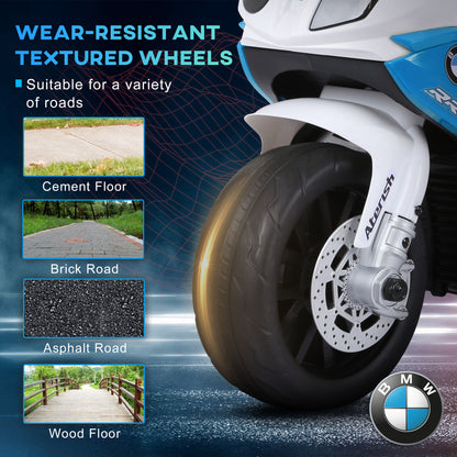 Moto pour enfants BMW 6 V avec phare, musique, cadeau pour garçons et filles - Bleu