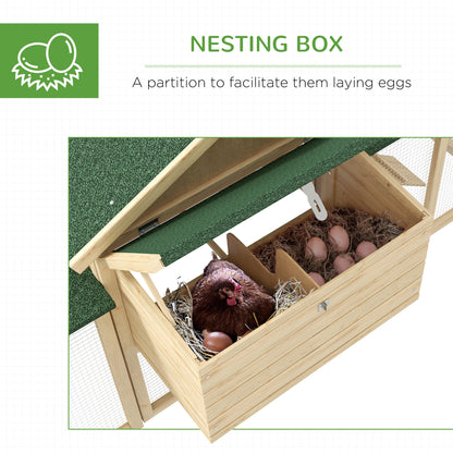 PawHut Wooden Chicken Coop, Large Outdoor Garden Hutch with Nest Box, Run, Ramp and Drawer