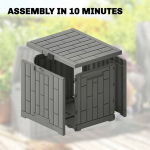 Coffre de rangement extérieur en résine de 30 gallons, verrouillable, résistant aux éclaboussures et aux UV.
