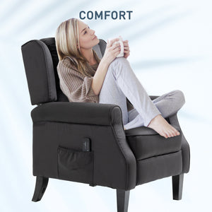 Fauteuil massant inclinable à dossier relevable, noir