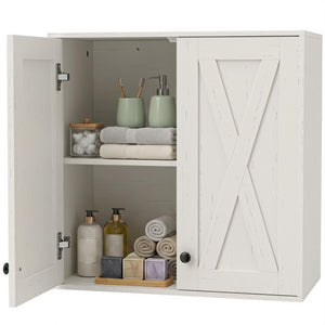 Armoire murale de salle de bain avec 2 portes et tablettes ajustables, blanc