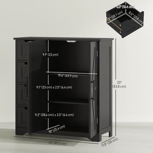 Meuble de salle de bain de style campagnard avec étagère réglable, noir