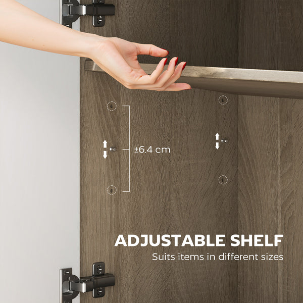 Buffet moderne avec étagères réglables et 3 portes, gris