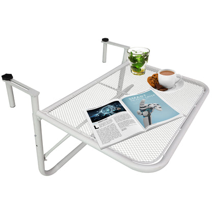 Table de balcon réglable en métal, pour balcon extérieur, blanche