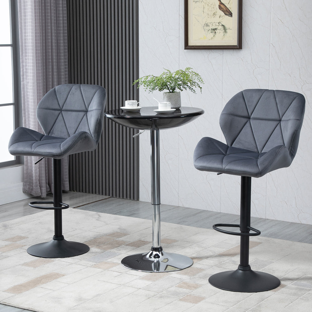 Set of 2 bar stools without armrests, grey
