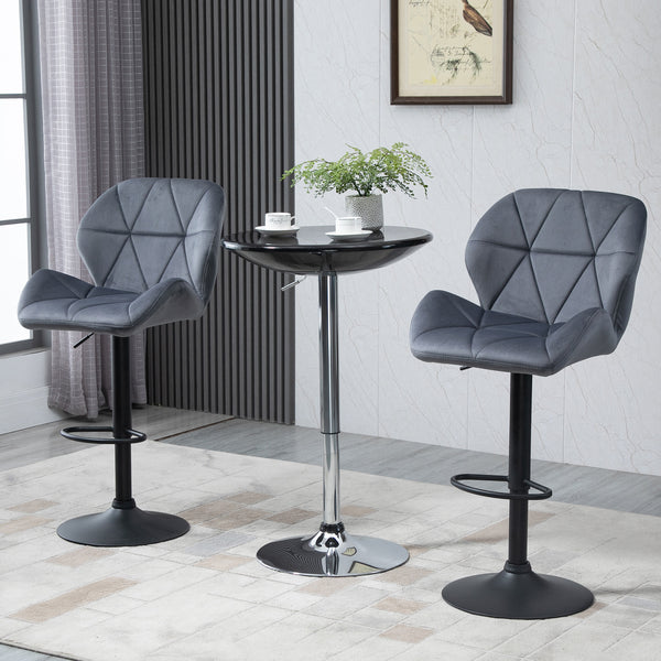 Set of 2 bar stools without armrests, grey