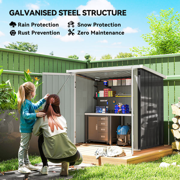 Abri de jardin en métal avec double porte, noir