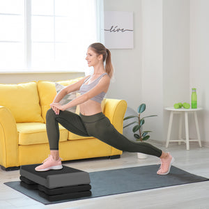 Plateforme d'exercice réglable, 3 niveaux avec rehausseurs (10, 15 et 20 cm), gris