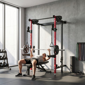 Cage de musculation pliable avec poulies, 1 540 lb