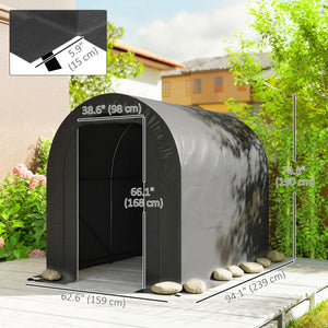 Abri de moto 5 x 8 robuste et portable en acier galvanisé, noir