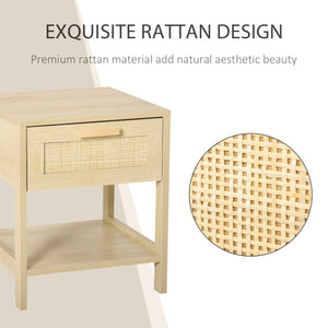 Table de chevet étroite avec éléments en rotin