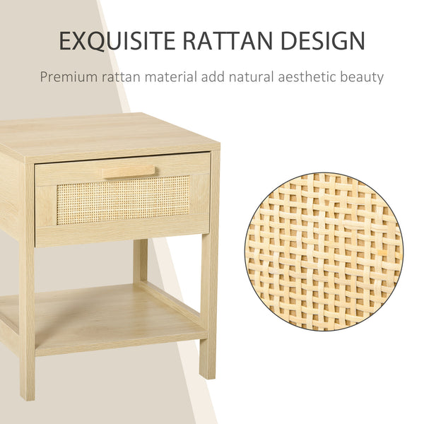 Table de chevet étroite avec éléments en rotin