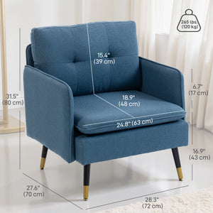 Ensemble de 2 fauteuils d'appoint rembourrés avec dossier capitonné et pieds en acier