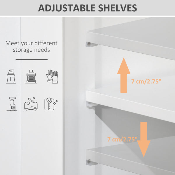 Freestanding bathroom cabinet with adjustable shelf and drawers, white