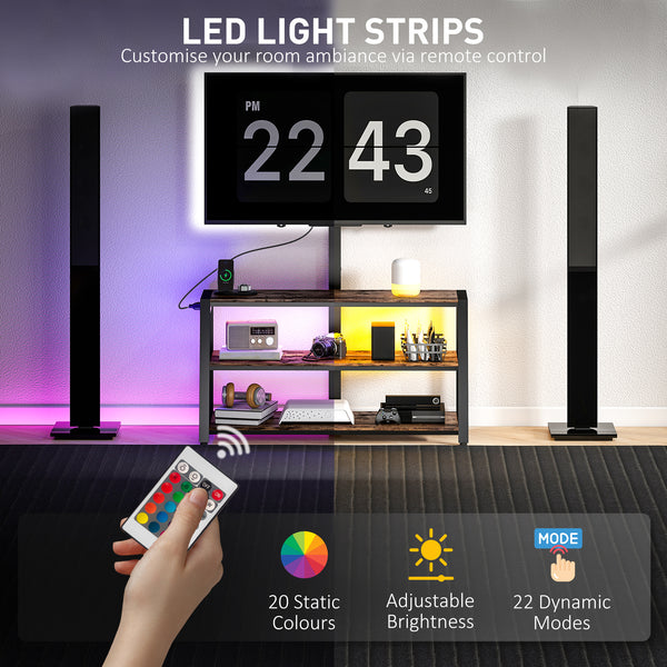 Meuble avec support et prise secteur, pivotant avec éclairage LED pour téléviseurs de 32 à 70 pouces