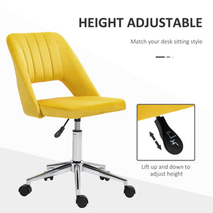 Mid-back office chair in yellow velvet.