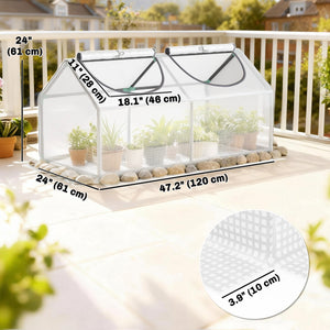 Portable mini tunnel greenhouse with 2 windows