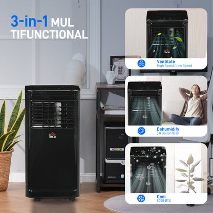 Climatiseur portatif 8 000 BTU avec refroidissement, déshumidificateur, télécommande