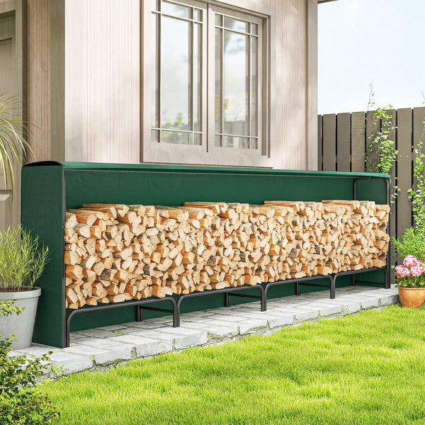 Râtelier à bois avec housse imperméable, support de stockage de bûches de 500 kg