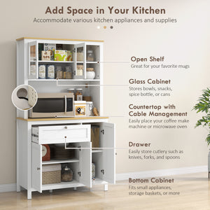 Armoire de cuisine 5 portes avec étagères réglables, blanc