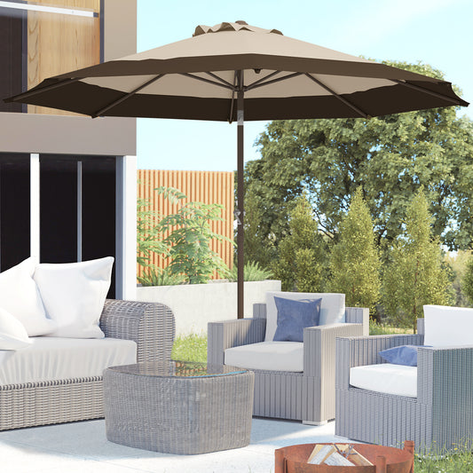 Parasol d'extérieur 9 x 9 pi inclinable avec manivelle, marron foncé