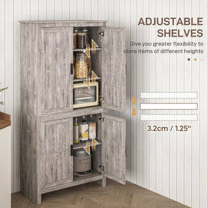 Meuble de rangement avec 4 portes et 3 étagères réglables, gris anthracite
