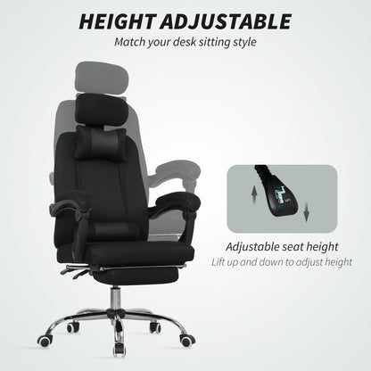 Ergonomic High Back Office Chair with Footrest and Lumbar Support, Black