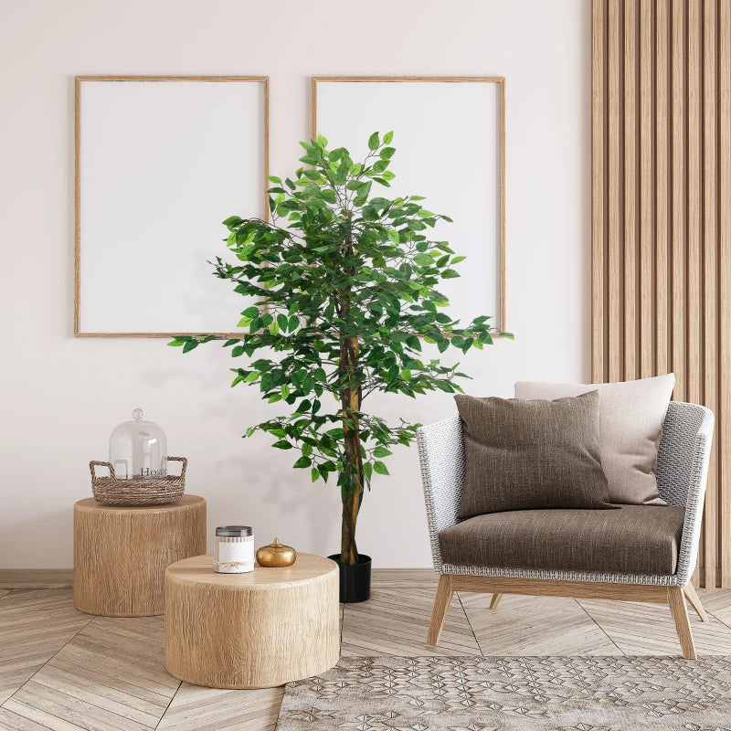 Ficus artificiel de 1,5 m, plante d'intérieur artificielle avec pot, pour la décoration intérieure