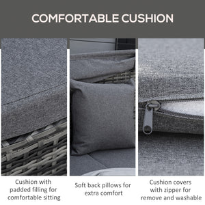 Ensemble de jardin 4 pièces en résine tressée PE, gris