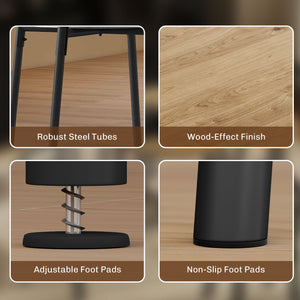 5-piece dining set, space-saving round table for 4 people with metal frame, natural color