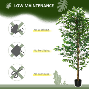 Set of 2 artificial ficus trees, 1.80 m tall, indoor plants with pot, for indoor decoration