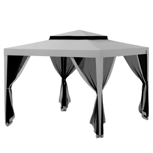 Tente de réception 10 x 10 avec moustiquaire et toit à double niveau, gris clair