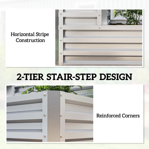 Jardinière surélevée galvanisée à 2 niveaux, argent