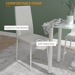 Ensemble de table à manger moderne pour 4 personnes, peu encombrant avec table rectangulaire et cadre en acier, blanc