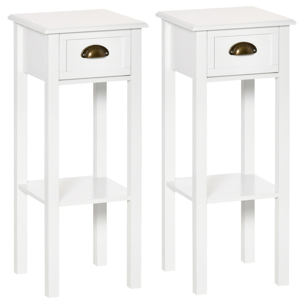 Lot de 2 tables d'appoints à 2 niveaux, blanche