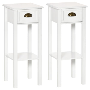 Lot de 2 tables d'appoints à 2 niveaux, blanche