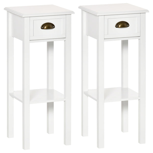 Lot de 2 tables d'appoints à 2 niveaux, blanche