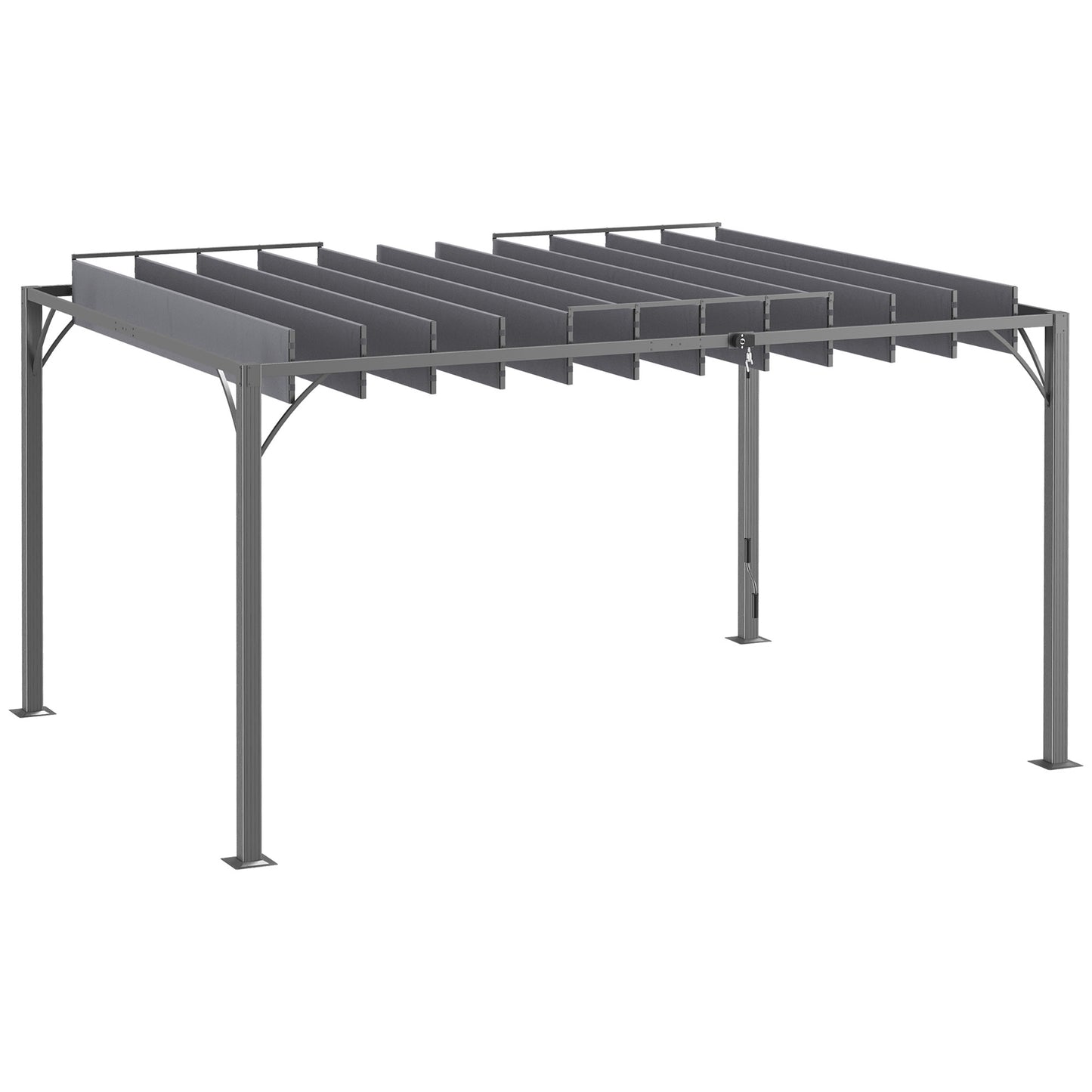 Pergola d'extérieur 12,8' x 9,7' avec toit rétractable en aluminium, gris
