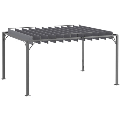Pergola d'extérieur 12,8' x 9,7' avec toit rétractable en aluminium, gris