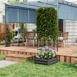 Galvanized planter with 4-tier trellis, grey