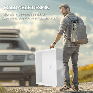 Table glacière pliante avec système d'évacuation