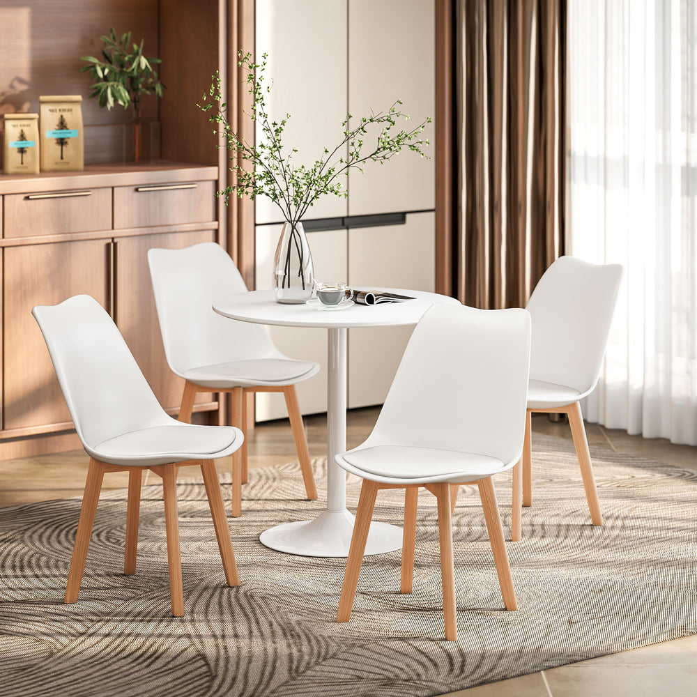 Ensemble table à manger ronde pour 4 personnes pour petits espaces, appartement, blanc