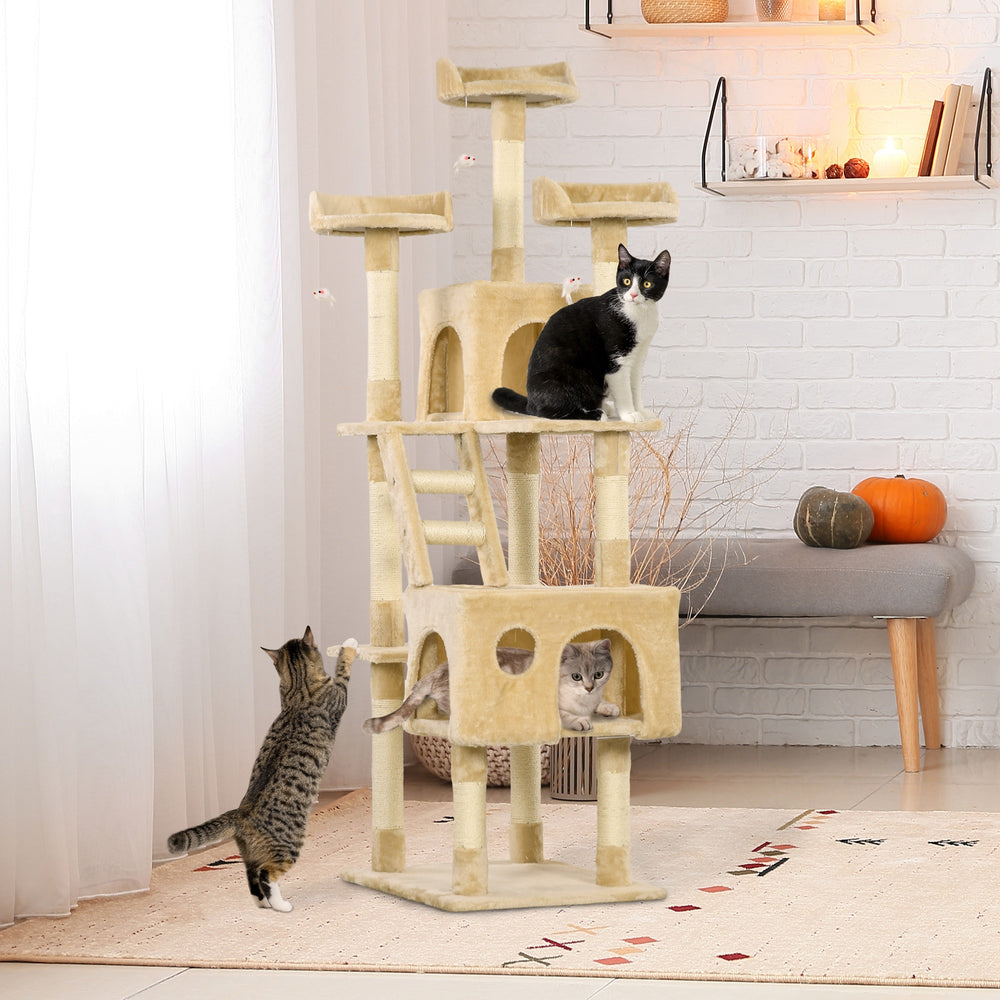 Arbre à chat à plusieurs niveaux de 172 cm, beige
