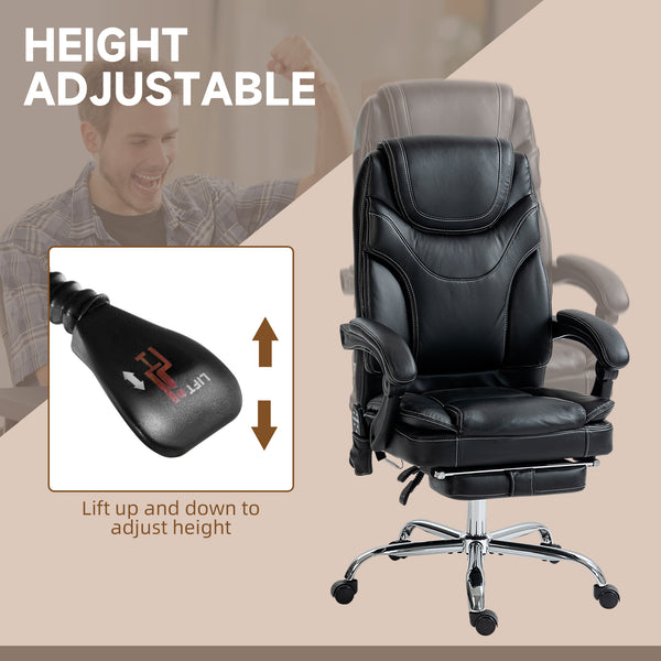 6-point vibration massage office chair with footrest, black
