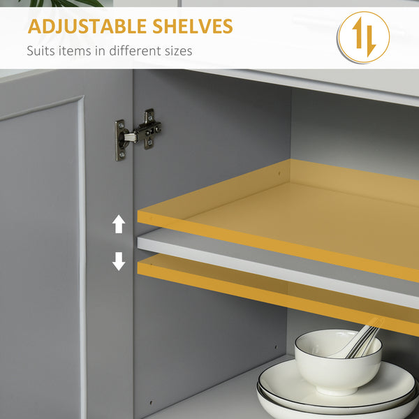 Garde-manger de 72 pouces avec 4 portes, tiroir et 3 étagères réglables, gris