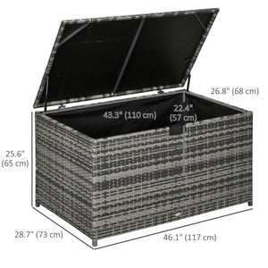 Coffre de rangement extérieur de 113 gallons, coffre de terrasse en rotin pour l'intérieur, gris