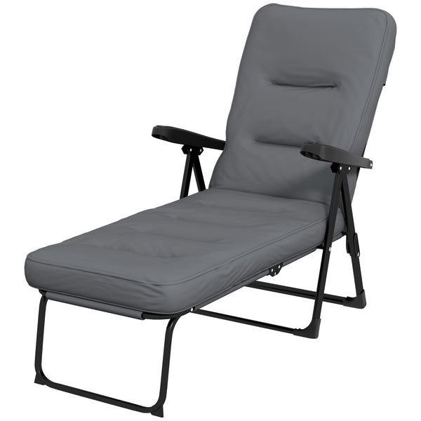Fauteuil de jardin avec coussin rembourré, gris clair