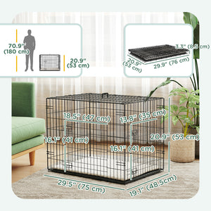 Cage pour chien de 30 pouces avec 2 portes et coussin moelleux, noire