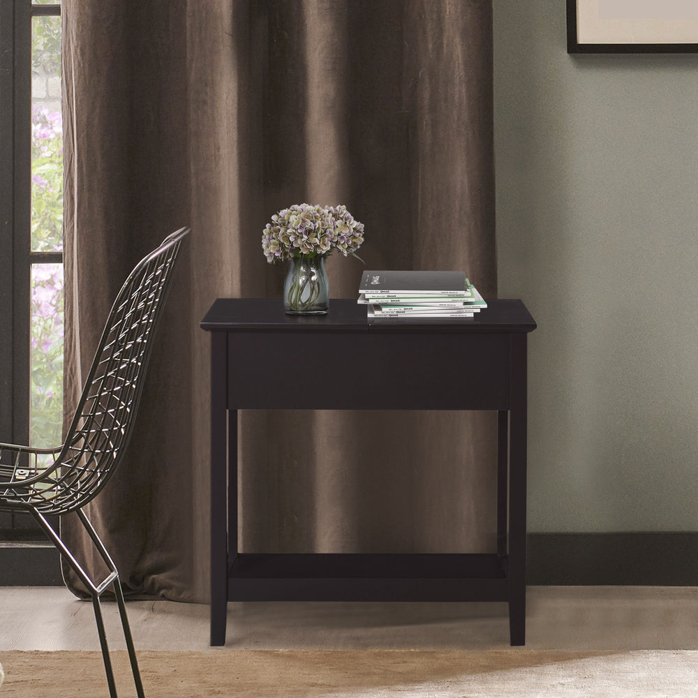 Table d'appoint avec plateau rabattable, café foncé
