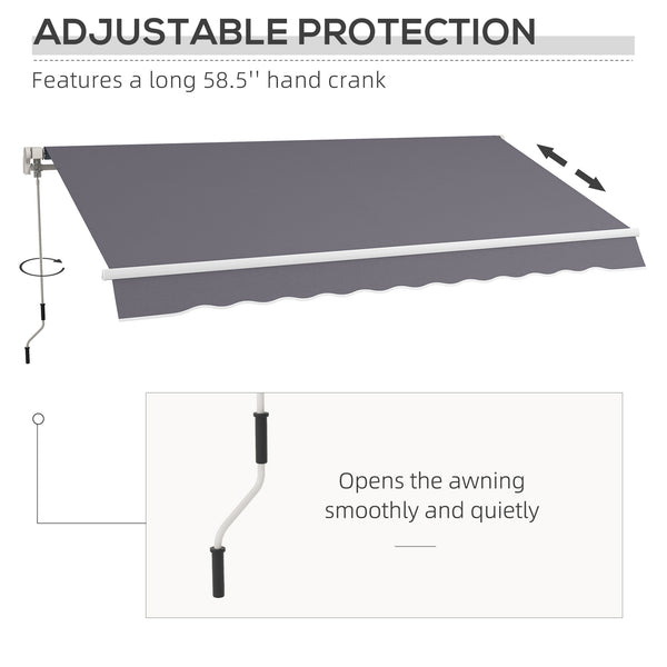 Store extérieur rétractable manuel 12' x 10', réglable et polyvalent, gris foncé